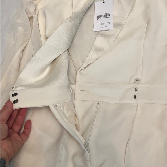 REISS LENNON SHEER SLEEVE TUX IVORY JUMPSUIT SIZE 0 - Picture 7 of 16